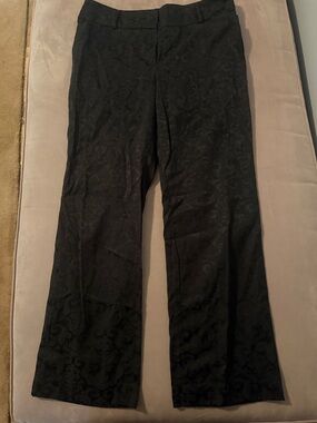 Willi Smith Black Straight Leg Pants with Subtle Jacquard Pattern